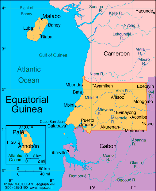 political map of equatorial guinea